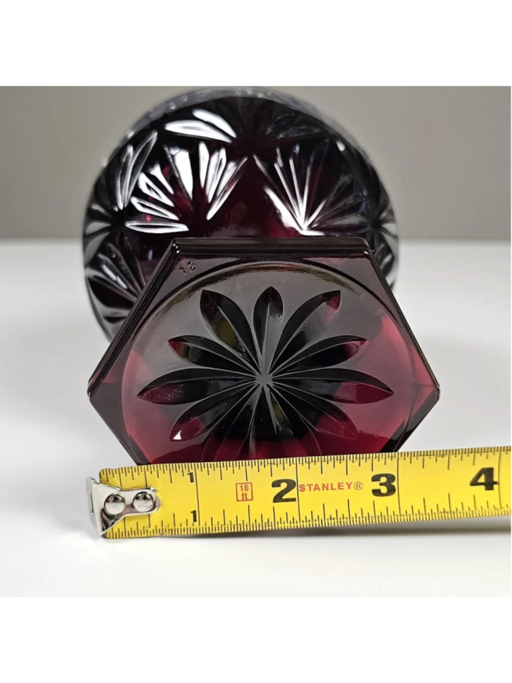 Vintage Luminarc France Ruby Red Glass Egg Candy Dish Lidded Pedestal Starburst